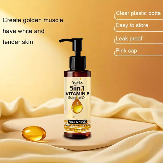 Vitamin E Essential Oil--Natural Multi-Plant Extract, Facial and Neck Massage Oil, Massage and Skincare Essence Suitable for Face, Neck, and Body, Moisturizing, Hydrating, Firming, Nourishing, Lightweight Formula