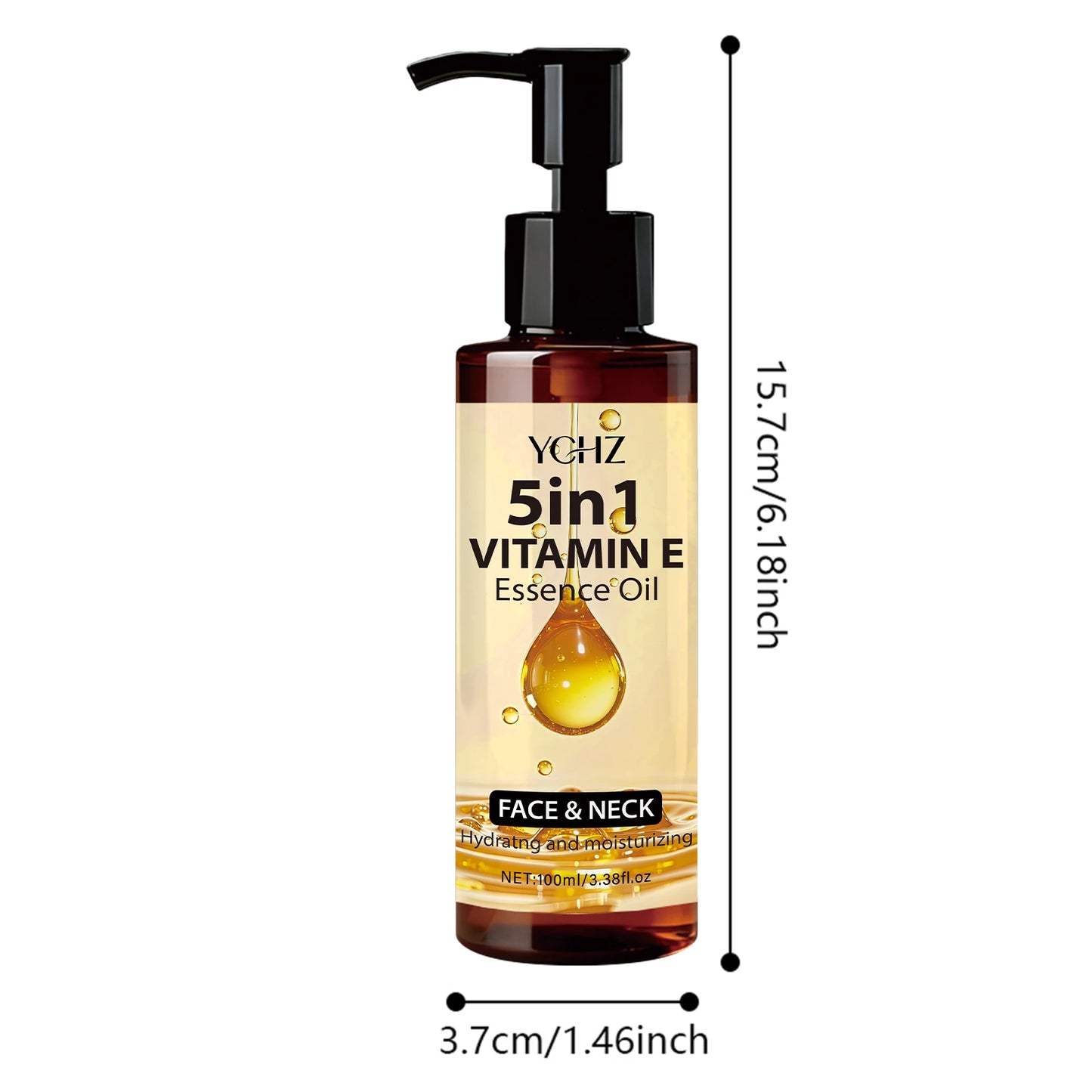 Vitamin E Essential Oil--Natural Multi-Plant Extract, Facial and Neck Massage Oil, Massage and Skincare Essence Suitable for Face, Neck, and Body, Moisturizing, Hydrating, Firming, Nourishing, Lightweight Formula