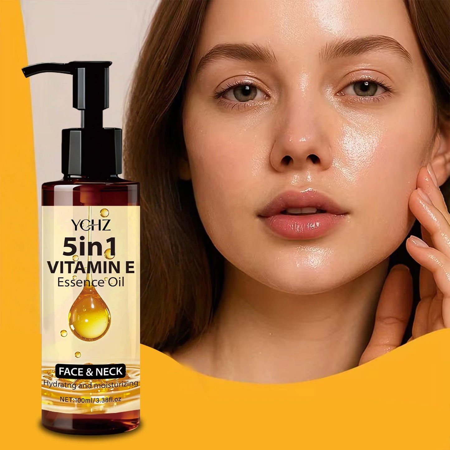 Vitamin E Essential Oil--Natural Multi-Plant Extract, Facial and Neck Massage Oil, Massage and Skincare Essence Suitable for Face, Neck, and Body, Moisturizing, Hydrating, Firming, Nourishing, Lightweight Formula