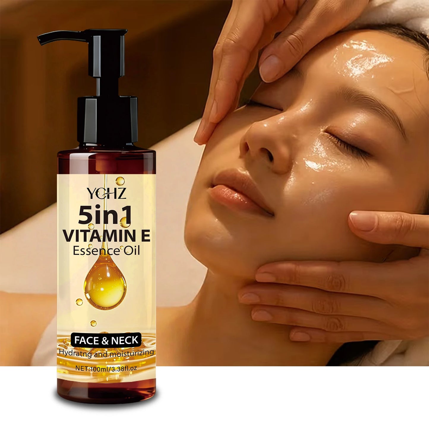 Vitamin E Essential Oil--Natural Multi-Plant Extract, Facial and Neck Massage Oil, Massage and Skincare Essence Suitable for Face, Neck, and Body, Moisturizing, Hydrating, Firming, Nourishing, Lightweight Formula